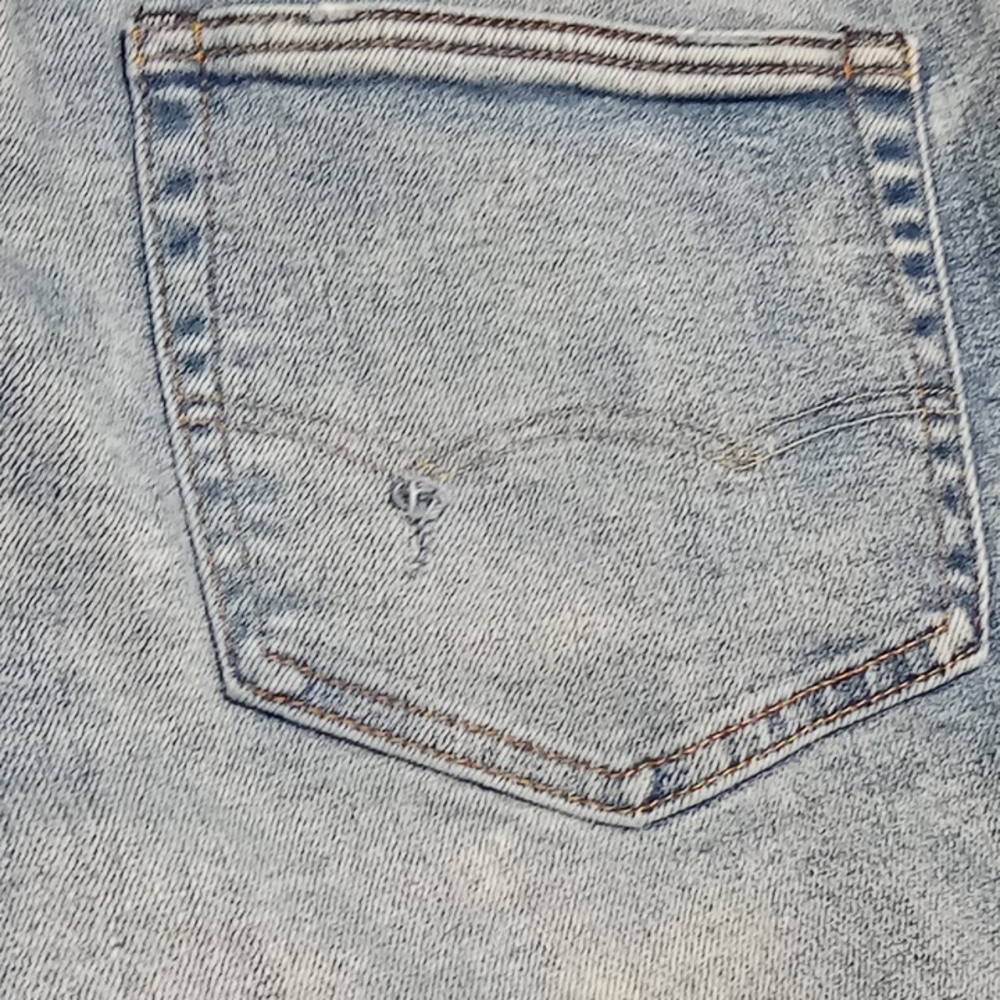AMERICAN EAGLE JEANS Mens  36 x 32 BLUE SKINNY DENIM Pants Preowned - Picture 3 of 9